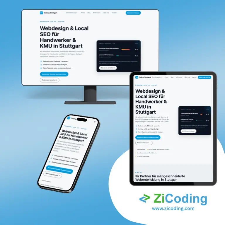 Prikaz izgleda web stranice Coding Stuttgart urađene za klijenta na njemačkom tržištu