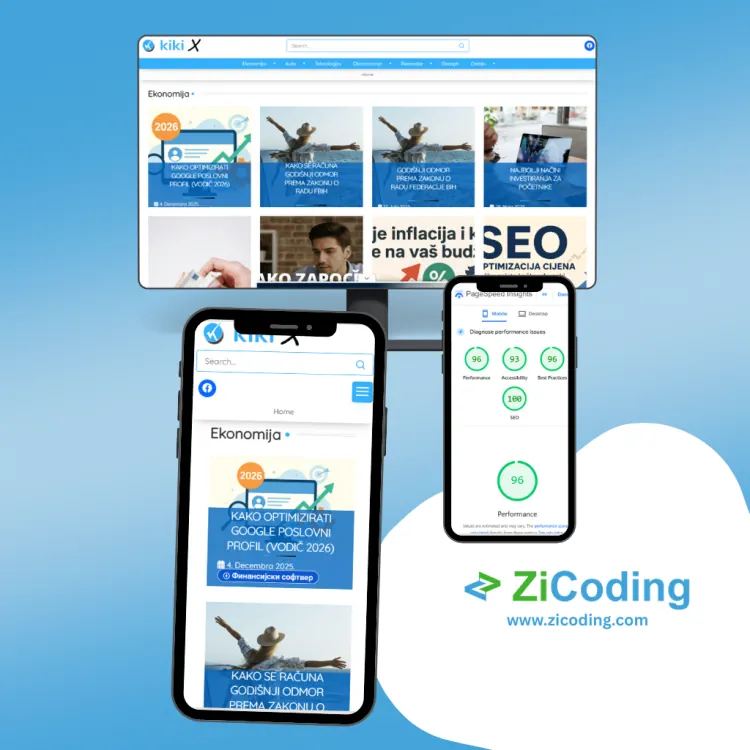 Primjer web stranice izrađene za tvrtku iz Zagreba