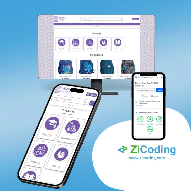 Prikaz izgleda web stranice urađena za klijenta Kevser