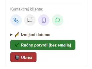 Kartica za prikaz rezervacija koje nisu potvrđene email linkom